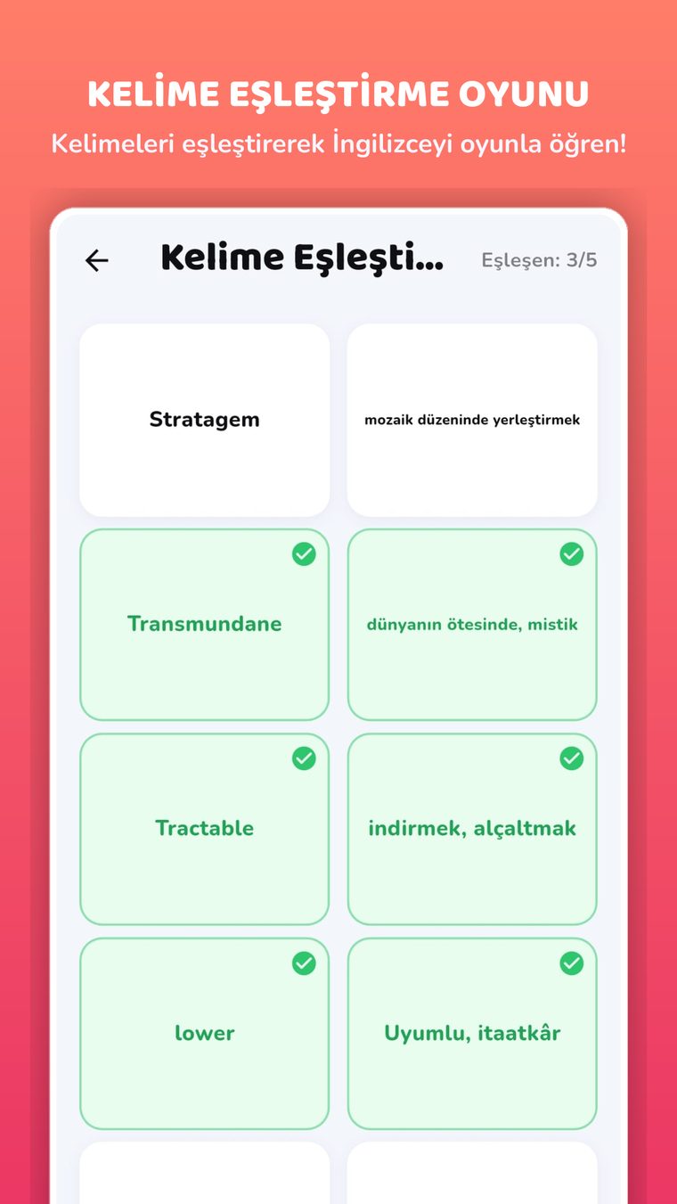 Kelime eşleştirme oyunu