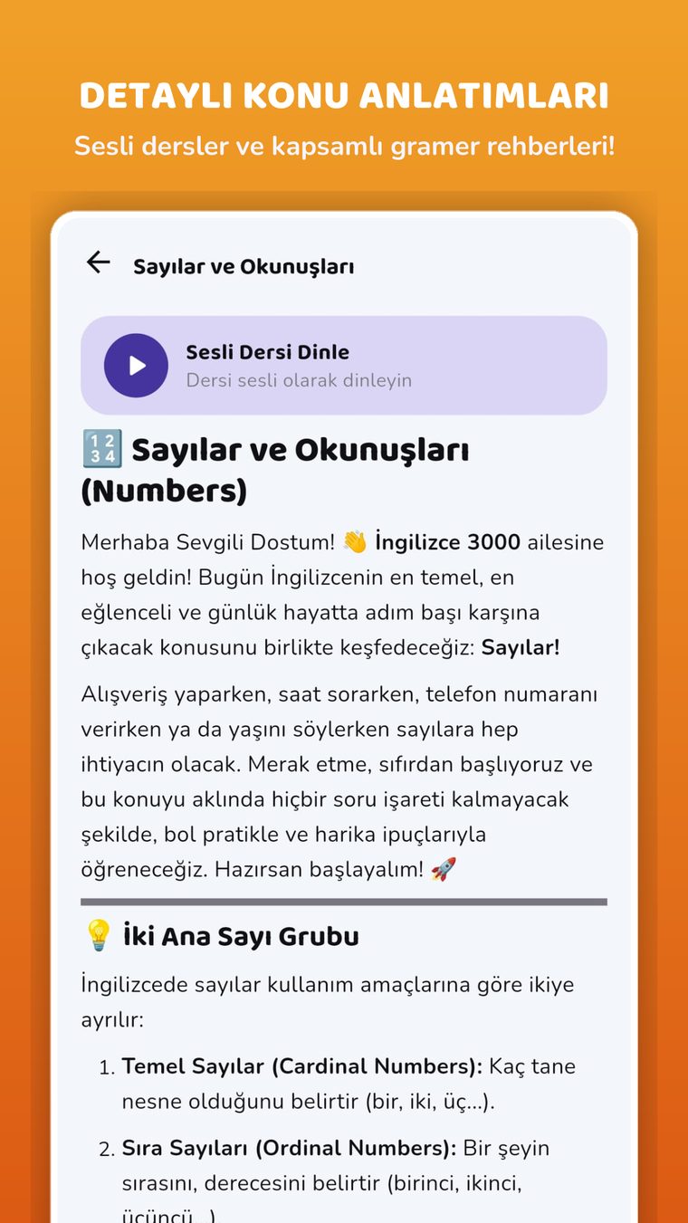 Sesli dersler ve detaylı konu anlatımları