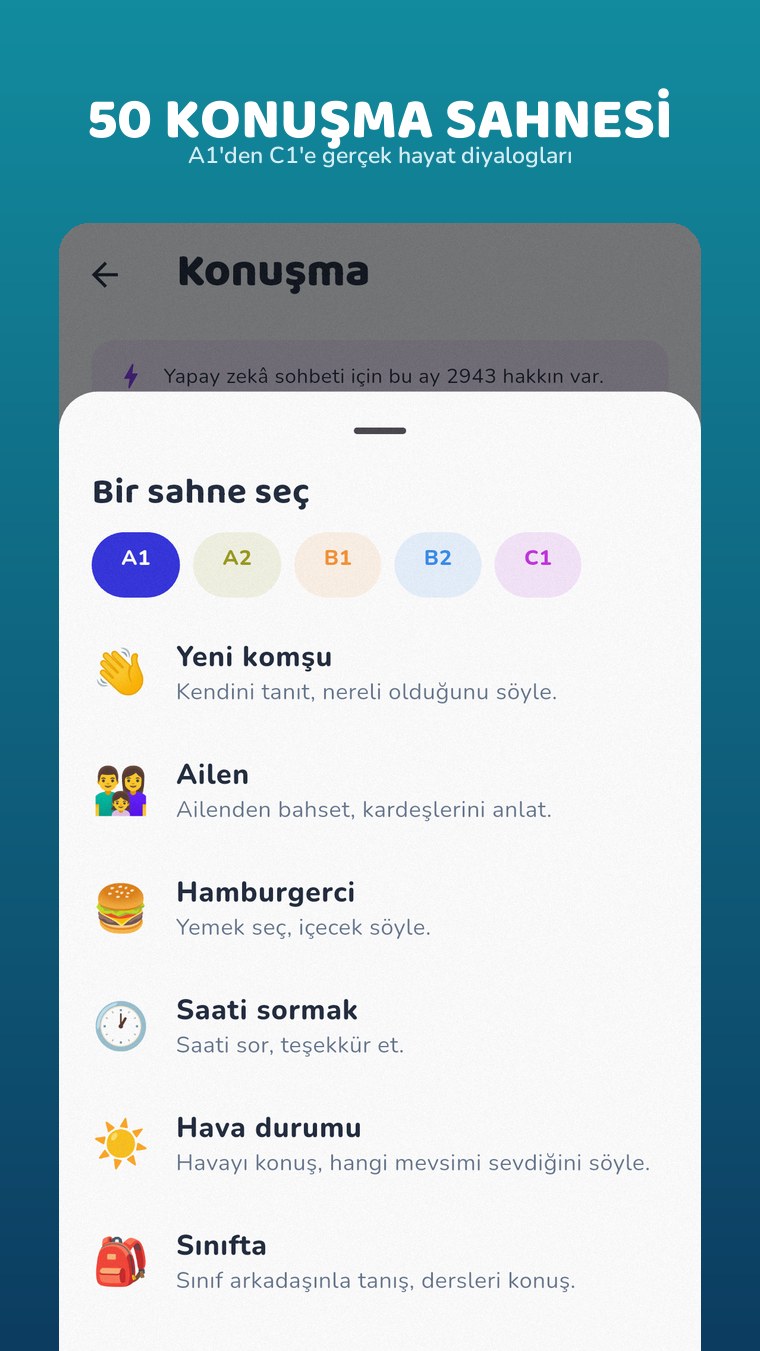 A1-C1 konuşma sahneleri listesi